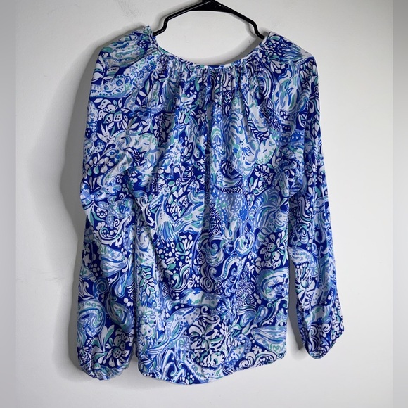 Lilly Pulitzer Blue & White Paisley Print Blouse - Picture 2 of 6